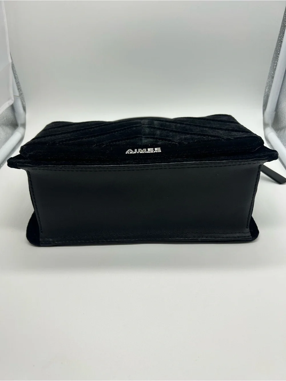 Aimee Kestenberg Black Velvet Chevron Top‎ Handle Satchel